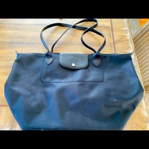 Longchamp black nylon tote shoulder bag